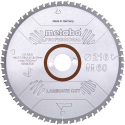 Metabo 628442000 Circular Saw Blade 216mm 60 cogs for laminate