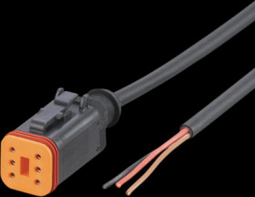 Sensor actuator cable, DEUTSCH cable socket, straight to open end, 6 pole, 1 m, PUR, black, 4 A, E12543