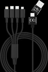 SMRTER_ELITE_C_BK Charging cable, USB-A/C -&gt; micro-USB, Lightning &amp; 2x USB-C, blac