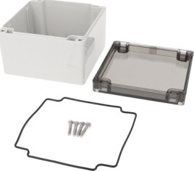 PC enclosure, (L x W x H) 119 x 119 x 89 mm, light gray (RAL 7035), IP66, 1554P2GYSL