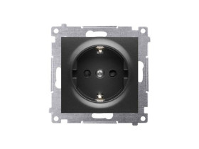 SIMON 54 Gniazdo z uziemieniem schuko czarny z przesłonami (moduł) DGSz1CZ.01/49 KONTAKT SIMON