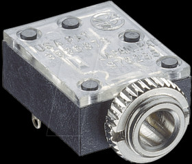 39227 Jack panel socket, 3.5 mm, stereo, angled, PCB, 2 break contacts