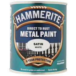 Hammerite 5092886 Direct to Rust Satin Finish Metal Paint White 750ml