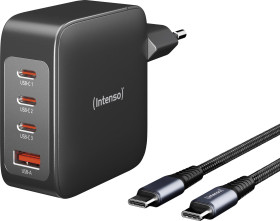 Intenso W140A3C + C520C black Ładowarka USB 140 W 3x USB-C®, 1x USB-A QC 4+, USB PD 3.1, PPS czarny dom GaN, USB Power D