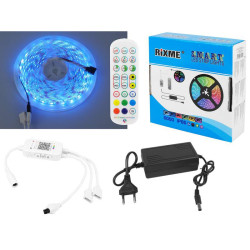 Taśma LED 5-24V RGB 5m (zestaw: zasilacz+pilot+sterownik) BT sterownie smartfonem 300/5050 IP65 / LxL100BT