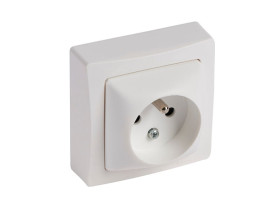 OTEO Gniazdo pojedyncze z uziemieniem z przesłoną styków białe komplet 086027 LEGRAND