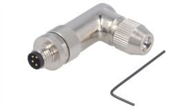 Złącze Okrągłe M8 Męskie Kątowe Ekranowane Na Zacisk 4Pin 30V T4013019041-000