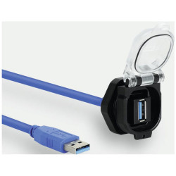 L&#xFC;tze 493113.0300 Mounting Socket USB3.0 A/A 180&#xB0; 3m PVC Hinged Lid