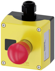 Siemens 3SU18510NB104GB2 3SU1851-0NB10-4GB2 Obudowa do montażu na ziemi, zawiera osłonę 1 przycisk czerwony, czarny, sre