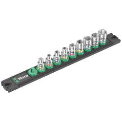 Wera 05005400001 Magnetic Socket Rail A 4 Zyklop Socket Set 1/4&quot; 9 pieces