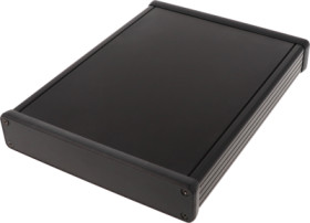 Aluminum enclosure, (L x W x H) 220 x 165 x 31 mm, black (RAL 9005), IP54, 1455R2202BK