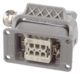 Obudowa metalowa złącza HAN-KIT 6B 6+PE męski+żeński 500V 16A Han B wejście kątowe+pulpitowe (przelotowe) M20 10330060000