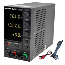 ZASILACZ LAB. KORAD U203 30V 10A USB 24W typ A i typ C, pomiar mocy