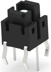 Short-stroke pushbutton, Form A (N/O), 50 mA/12 VDC, illuminated, white, actuator (brown, L 2.2 mm), 0.98 N, THT, 1-2213818-6