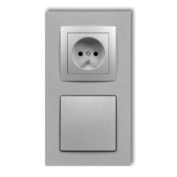 DECO Gniazdo ssące odkurzacza centralnego z gniazdem pojedynczym z uziemieniem DECOvac srebrny metalik 7DGV-2