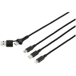 Renkforce US203/3M USB charge cable black Alcantara 3m USB-A to USB-C/Lightning