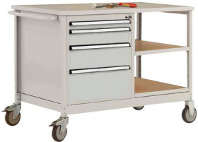 Stół warsztatowy, model 1 z olejowaną pokrywą Multiplex 30 mm szer. X gł. X wys. 1135 x 590 x 810 mm Manuflex MW2001.703
