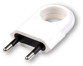 Wtyczka płaska z uchwytem b/u Euro 10A/250V biała D.3104