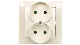 Impresja Gniazdo Podwójne B/U Z Przesłonami Ecru Gp-2Yp/27