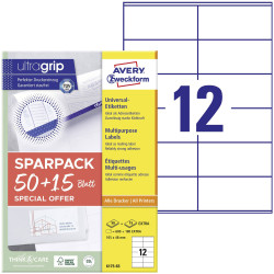 Avery-Zweckform 6175-65 All-purpose labels White 105x48mm permanent adhesive