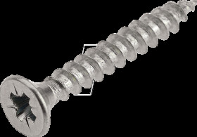 190062 Chipboard screws, countersunk head, 6.0x45 mm, PZ3, pack of 100
