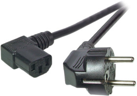 Power cable, Europe, plug type E + F, angled on C13 socket, angled, black, 2 m, EK535.2