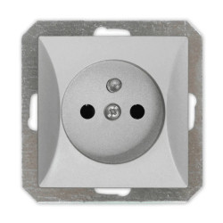 OPAL Gniazdo pojedyncze z uziemieniem do ramki srebrne GPt-16/m Op SR