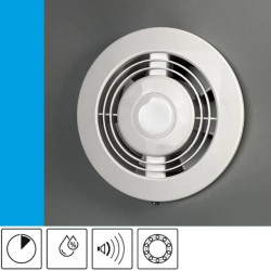 Wentylator domowy Komfort 100VHT czujnik wilgoci, timer i regulacja obrotów, łożysko kulkowe, fi 100 mm, kolor biały
