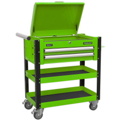 Sealey AP760MHV Heavy-Duty Mobile Tool &amp; Parts Trolley 2 Drawers Lock Top Hi-Vis