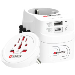 Skross 1.302473 PRO Light USB Travel Charger Charges 3 Devices Safely