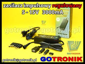 Zasilacz stabilizowany regulowany DC 5-15V 3000mA