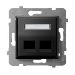 ARIA Obudowa gniazda podwójnego typu Keystone skośna czarny metalik GPK-2US/p/33