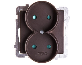 SONATA Gniazdo podwójne b/u z przesłonami czekoladowy metalik GP-2RRP/m/40