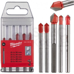 Zestaw wierteł widiowych do szkła, płytek i ceramiki 4-8mm 5szt. MILWAUKEE
