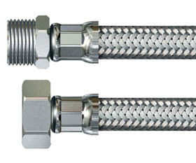 Wąż kompletny, długość: 300mm, 10 barów, Męskie 15 mm, Instalacja sanitarna