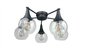 Lampa Sufitowa Nowoczesna 5Xe27 Star Clear Black