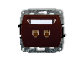 TREND Gniazdo telefoniczne podwójne 2xRJ11 4-stykowy brązowy 4GT-2 KARLIK