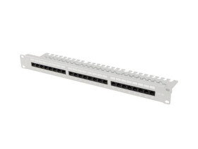Patch panel 24 port 1u 19 kat.6a utp z organizerem kablowym szary lanberg PPUA-1124-S