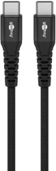 Miękki kabel USB-C tekstylny z metalowymi złączami, czarny 73955 /3m/