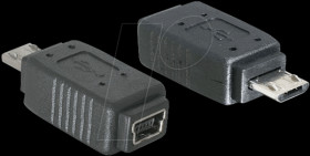 65063 USB micro B plug to mini USB 5-pin socket