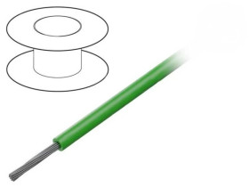 7055/19-GR005 Przewód na rolce 30,5m linka Cu 22AWG PVC zielony 150V