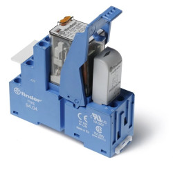 Moduł interfejsowy 27mm, 4P 7A 12V DC, styki AgNi, wskaźnik zadziałania, blokada, przycisk testujący, DIN 58.34.9.012.0050SMA