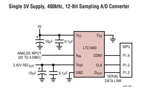 Complete SO-8, 12-Bit, 400ksps ADC with Shutdown