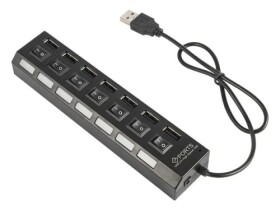 HUB rozgałęźnik USB x 7 2.0 czarny, z wyłącznikami, aktywny; Blow