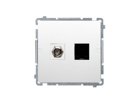 SIMON BASIC Gniazdo multimedialne antenowe typ "F" + gniazdo komputerowe RJ45 kat.6 białe BMAFRJ45.01/11 KONTAKT SIMON
