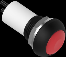 Pushbutton, 1 pole, red, unlit , 0.12 A/125 VAC, 0.2 A/50 VDC, 13.6 mm, IP68, 2329384-2