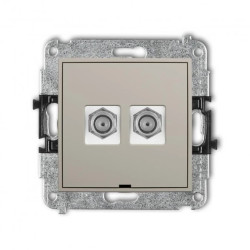 MINI Mechanizm gniazda antenowego podwójnego typu F (SAT) niklowany, bez pola opisowego taupe 60MGFBO-2