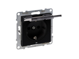 SUNO Gniazdo z uziemieniem schuko z przesłoną IP 21 zaciski automatyczne czarny 721427 LEGRAND