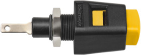 Quick pressure clamp, 12.5 mm, yellow, 30 VAC/60 VDC, 5 A, flat plug/solder connection, nickel-plated, ESD 6554 / GE