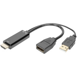 Digitus AK-330101-002-S DisplayPort/HDMI/USB Cable Black 0.2m 4K UHD Hal-free